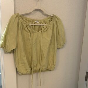 Mittoshop Sage Green Puff Sleeve Blouse